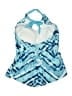 Pink Envelope Print Blue Swimsuit Top Size 2X - photo 2