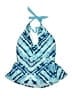 Pink Envelope Print Blue Swimsuit Top Size 2X - photo 1