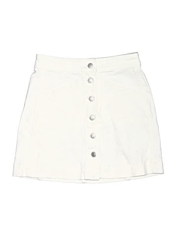 Madewell Stretch Denim A-Line Mini Skirt in Tile White: Button-Front Edition (view 1)