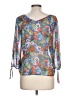 LC Lauren Conrad 100% Polyester Blue 3/4 Sleeve Blouse Size L - photo 2