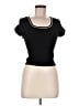 Happily Grey Black Short Sleeve Top Size M - photo 1