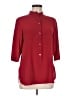 Max Mara 100% Silk Burgundy 3/4 Sleeve Button-Down Shirt Size 6 - photo 1