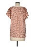 Ann Taylor LOFT 100% Polyester Orange Burgundy Short Sleeve Blouse Size M - photo 2
