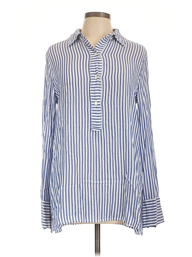 Pre-owned Max Studio Long Sleeve Button Down Shirt In Blue