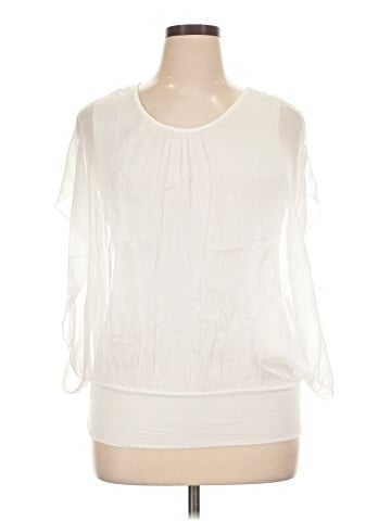 MADE IN ITALY 3/4 Sleeve Silk Top (view 1)