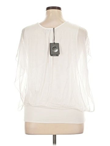 MADE IN ITALY 3/4 Sleeve Silk Top (view 2)