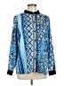 Bob Mackie Print Blue Long Sleeve Blouse Size L - photo 1