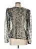 Aqua 100% Polyester Metallic Silver Long Sleeve Blouse Size L - photo 1