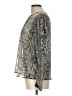 Aqua 100% Polyester Metallic Silver Long Sleeve Blouse Size L - photo 5
