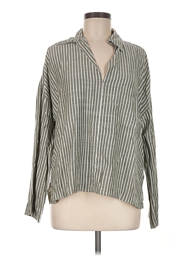 Pre-owned Max Studio Long Sleeve Blouse In Gray