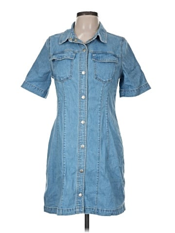 Madewell Denim Seamed Mini Shirtdress in Palermo Wash (view 1)