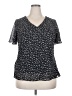 KSL 100% Polyester Polka Dots Black Short Sleeve Blouse Size 20 - photo 1