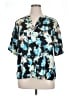 Nine West 100% Polyester Aztec Or Tribal Print Teal Short Sleeve Blouse Size 0X - photo 1