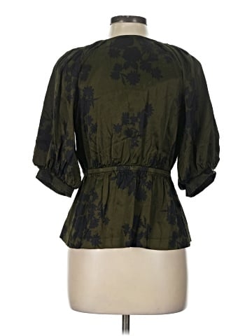Madewell Shirred Puff-Sleeve Top in Floral Satin (view 2)
