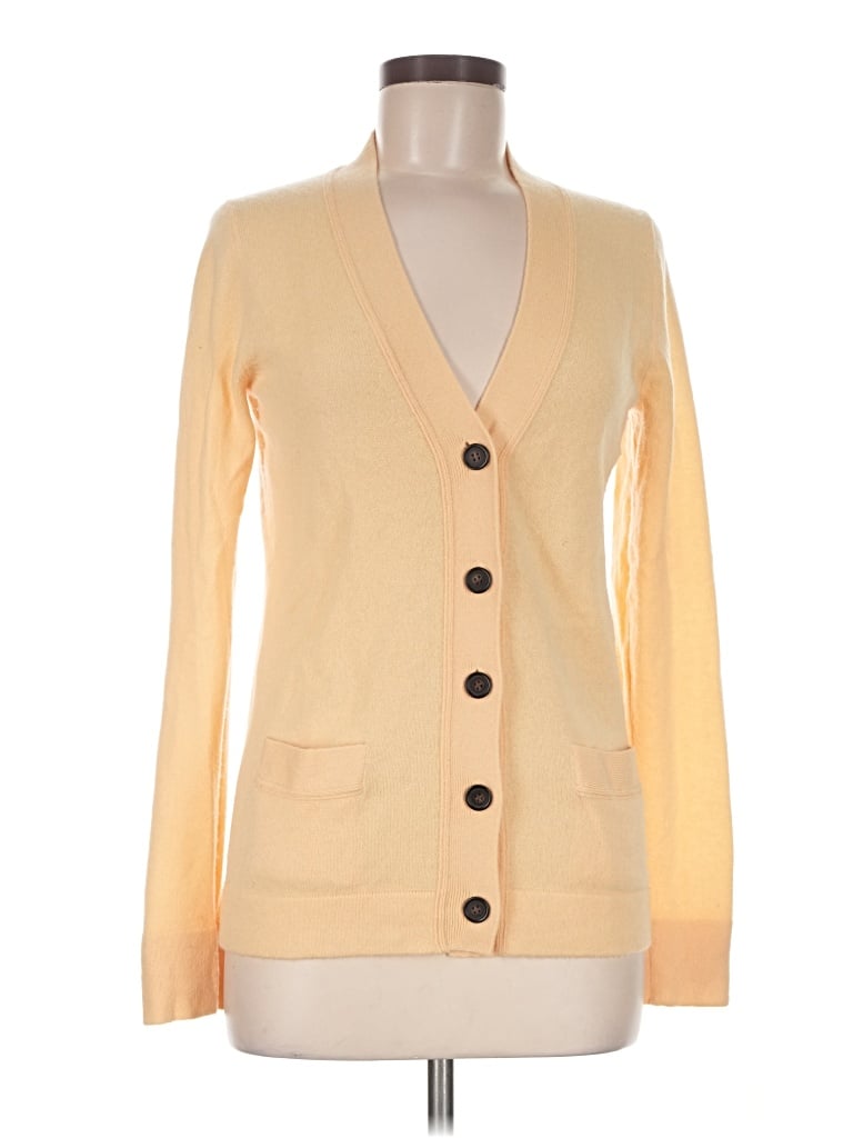 Pre-owned Jcrew Cashmere Cardigan Sweater In Yellow