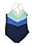Lands' End Color Block Blue One Piece Swimsuit Size 16 - photo 1