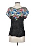Odille 100% Rayon Black Short Sleeve Blouse Size 0 - photo 2