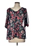 Skies Are Blue 100% Polyester Black 3/4 Sleeve Blouse Size L - photo 1