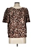 Ann Taylor Factory Animal Print Brown Short Sleeve Blouse Size L - photo 1