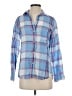 Grayson 100% Linen Plaid Blue Long Sleeve Button-Down Shirt Size XS (1) - photo 1