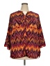 Faded Glory Chevron-herringbone Burgundy 3/4 Sleeve Blouse Size 2X - photo 1