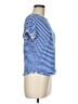 FRAME 100% Linen Stripes Blue Short Sleeve Top Size M - photo 4
