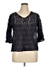 Rose + Olive Black 3/4 Sleeve Top Size 1X - photo 1