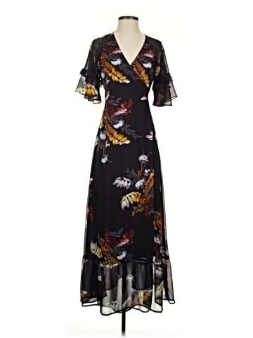 Madewell Vervain Ruffle-Sleeve Wrap Dress in Blooming Oasis (view 1)