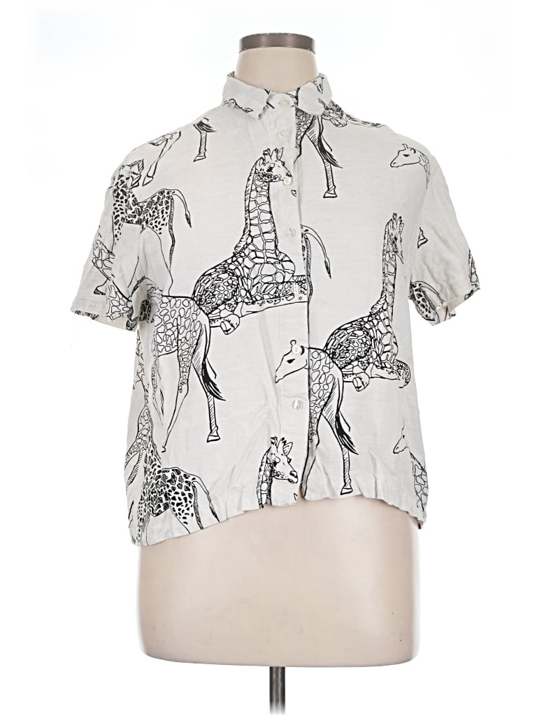 Pre-owned Jane And Delancey Short Sleeve Blouse In Silver