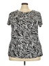 Dana Buchman Animal Print Black Silver Short Sleeve Top Size 3X - photo 1