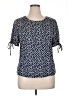 Perseption Blue Black Short Sleeve Blouse Size XL (petite) - photo 1
