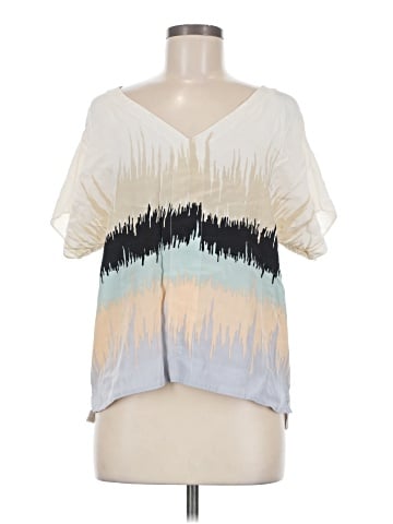 Tibi Short Sleeve Silk Top (view 1)