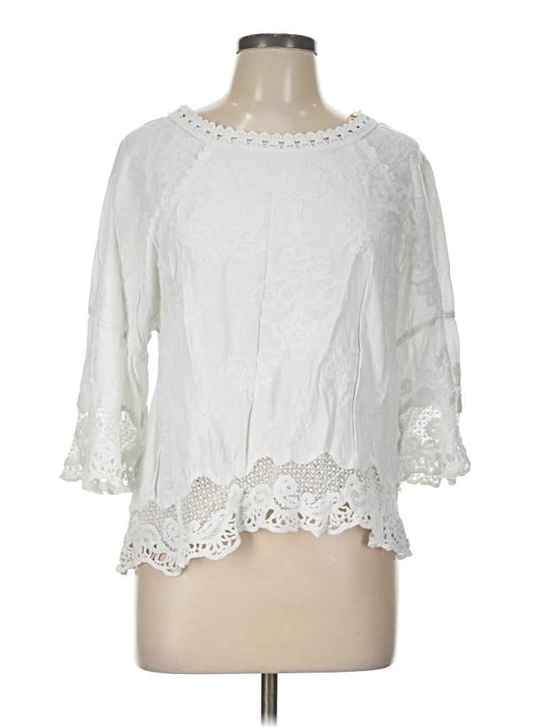 Pre-owned Democracy 3/4 Sleeve Blouse In White