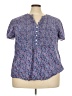 Woman Within Floral Blue Short Sleeve Blouse Size 26 (2X) - photo 1
