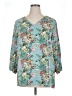Mario Serrani 100% Polyester Floral Teal 3/4 Sleeve Blouse Size XL - photo 1