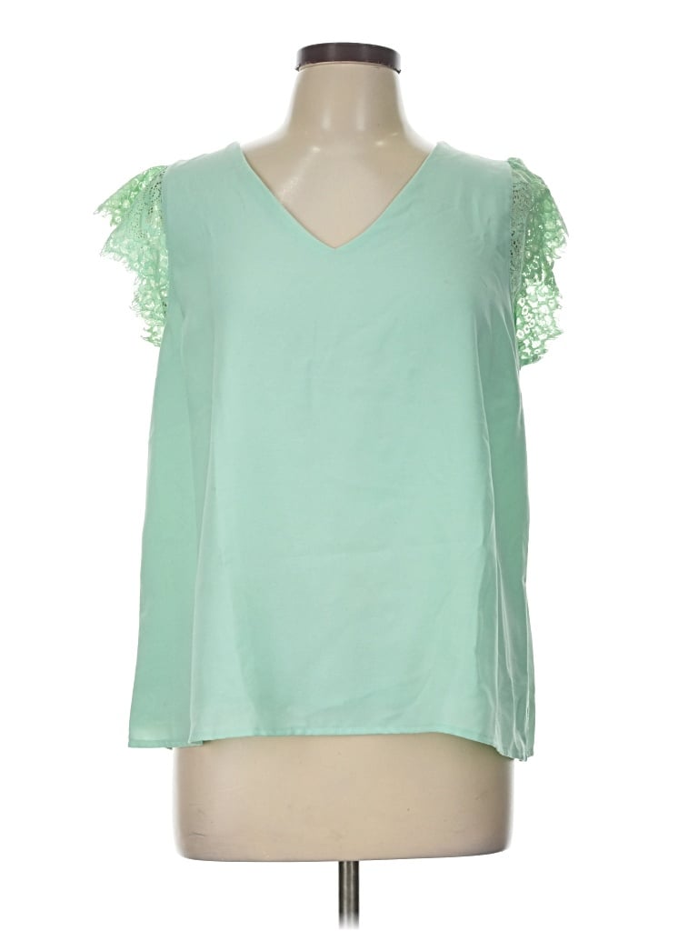 Pre-owned Main Strip Sleeveless Blouse In Green
