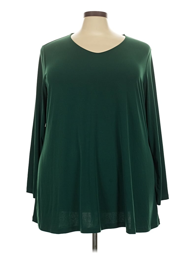 Pre-owned Susan Graver 3/4 Sleeve T-shirt In Green