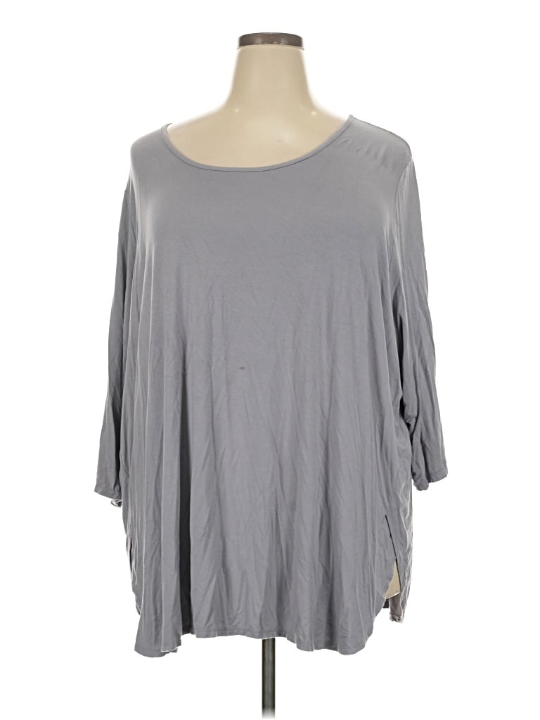 Pre-owned Susan Graver 3/4 Sleeve T-shirt In Gray