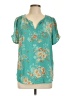 DR2 100% Polyester Teal Short Sleeve Blouse Size L - photo 1