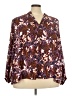 RACHEL Rachel Roy 100% Polyester Paisley Brown Long Sleeve Blouse Size 3X - photo 1