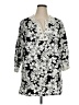 Cathy Daniels Floral Black Long Sleeve Henley Size 1X - photo 1
