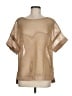 Lafayette 148 New York 100% Polyester Metallic Tan Short Sleeve Blouse Size M - photo 1