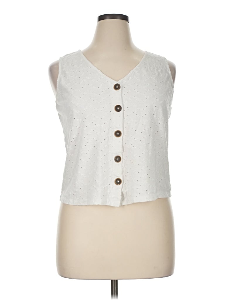 Pre-owned Sanctuary Sleeveless Button Down Shirt In Ivory