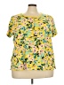 Woman Within Floral Yellow Short Sleeve Blouse Size 26 (2X) - photo 1