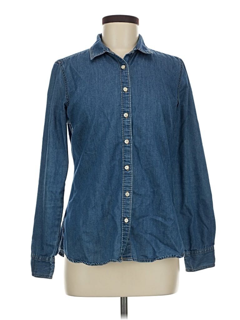 Pre-owned Eddie Bauer Long Sleeve Button Down Shirt In Blue
