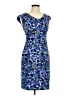 Connected Apparel Print Blue Cocktail Dress Size 6 (petite) - photo 1