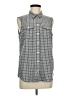 Eddie Bauer Houndstooth Gray Sleeveless Button-Down Shirt Size M - photo 1