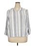 Splendid Stripes Gray 3/4 Sleeve Button-Down Shirt Size XXL - photo 1
