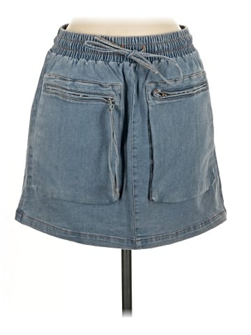 Aqua Denim Skirt (view 1)