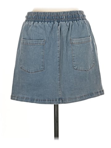 Aqua Denim Skirt (view 2)